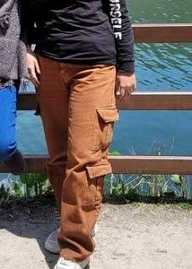 y2k rust light wash brown denim cargo jeans baggy