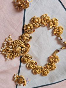 New Gold Peacock Necklace &amp; Earrings Set