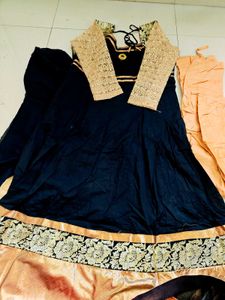 Elegant Black anarkali partywear  Kurta Set with P