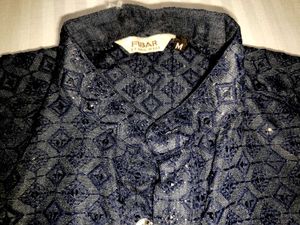 Wedding Exclusive Navy Blue Embroidered Men's Kurt