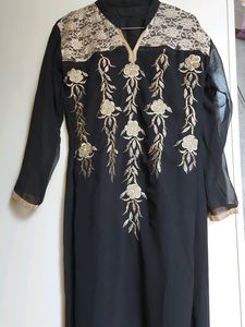 Elegant Embroidered Black Dress