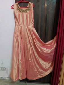 Peach Embellished Ethnic L size Gown