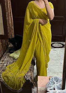 Elegant Yellow Embroidered Saree