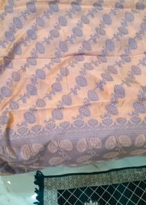 Peach and Slate Floral Banarasi Fabric