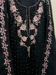 Elegant Black Embroidered suit handwork