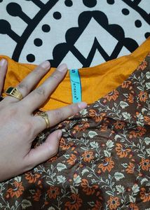 Janasya Mustard Anarkali Kurti