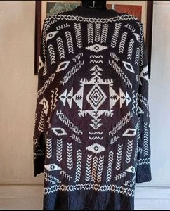 Monochrome Aztec Print Cardigan