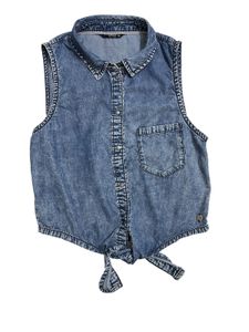 ONLY Blue Lyocell Tie-Front Sleeveless Shirt | S