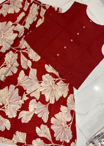 Trendy Red and Beige Skirt, Top Se