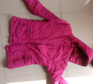 Fuchsia Hooded Quilted Jacket