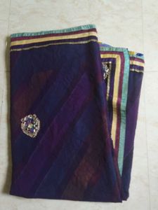 Beautiful Purple Striped Saree with Embellishments