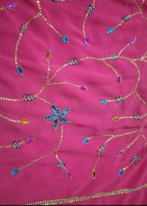 Embroidered Pink Saree