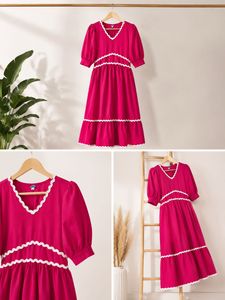 Vibrant Pink Tiered Midi Dress