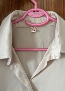 Satin Classic Collared Button-Up Shirt