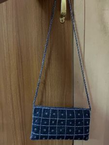 Embellished Blue Clutch Bag