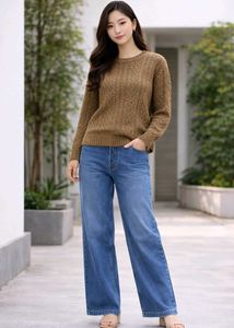 Sale Brown Knit Pullover Sweater