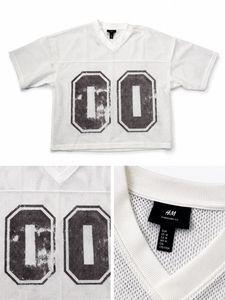 H&M White Oversized "00" Mesh Jersey Top