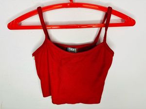 Red Spaghetti Strap Crop Top