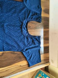 Navy Blue Textured Blouse
