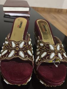 Embellished Wedge Sandals