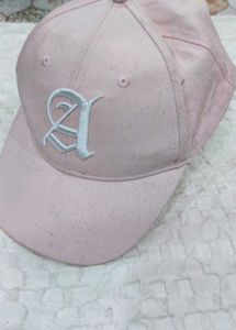 Pink Baseball Cap with 'A' Detail