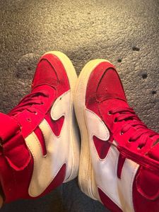Red &amp; White High Top Sneakers