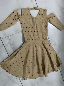 Cute Heart Print Cold Shoulder Dress