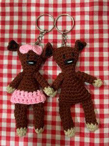 Handmade Crochet Teddy Bear Keychains (Pair)