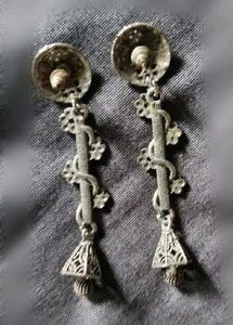 Designer Oxidized Silver Jhumka Earrings