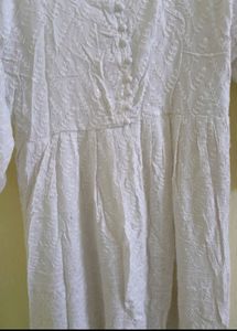 White Chikankari Dress Cum Kurta.