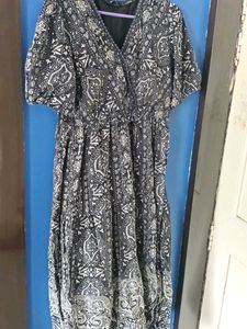 Boho Black & White Print Maxi Dress