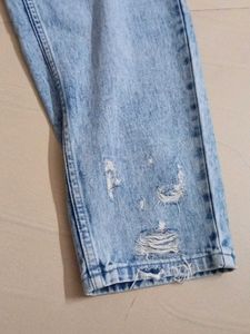 Light Wash Distressed Mom Jeans
