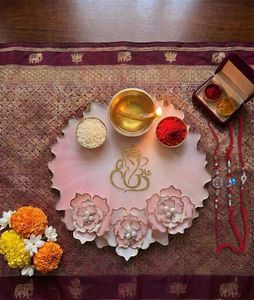 Handmade Resin Pooja Thali - 8 Inch (Made To Order