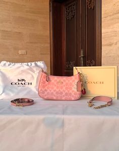 Coach Pink Signature Cherry Charm Shoulder Bag🍒