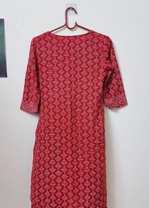 Red Ethnic Printed Kurta