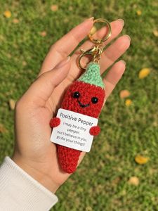 Positive Pepper Crochet Keychain