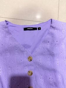Lavender Eyelet Button-Front Dress