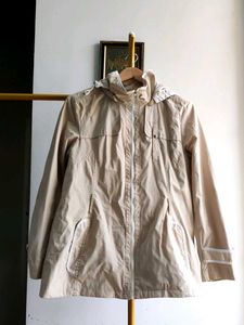 Beige Hooded Lightweight Jacket