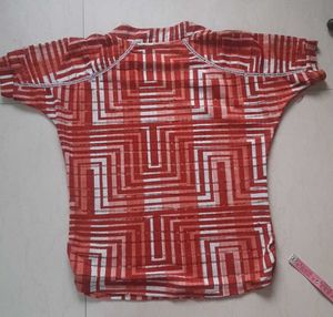 Unique Geometric Print Red Top