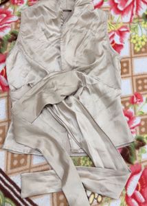 Stylish Beige Tie-Front Vest