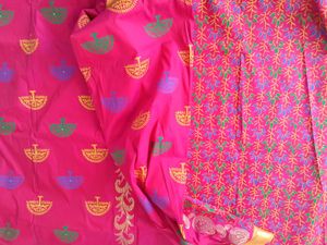Pink Printed Saree with Blouse