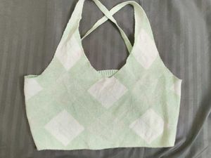 Cute Argyle Knit Crop Top