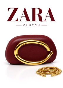 zara viral clutch maroon Edition
