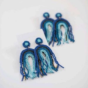 Bohemian Blue Beaded Rainbow Earrings🩵💙