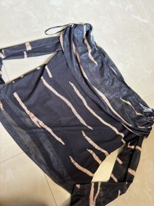 Sheer Zebra Print Off-Shoulder Top