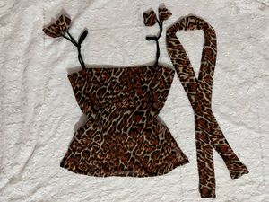 y2k Leopard Print Camisole Set