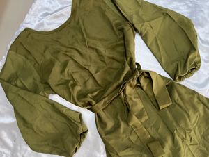 Olive Green Belted Dress