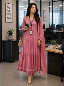 Pretty Pink Ombre Tiered Ethnic Gown