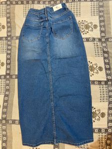 Classic Blue Denim Maxi Skirt