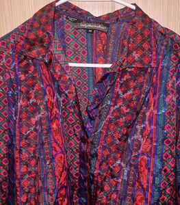 Vibrant Patterned Button-Up Blouse